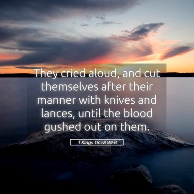 Picture 05 - 1 Kings 18:28 WEB - They cried aloud, and cut themselves after their - Bible Verse Picture