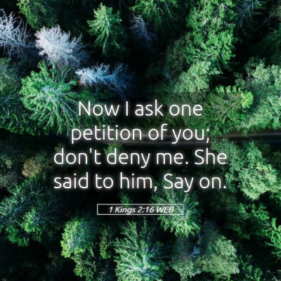 Picture 05 - 1 Kings 2:16 WEB - Now I ask one petition of you; don't deny me. She - Bible Verse Picture
