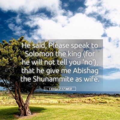 Picture 05 - 1 Kings 2:17 WEB - He said, Please speak to Solomon the king (for he - Bible Verse Picture