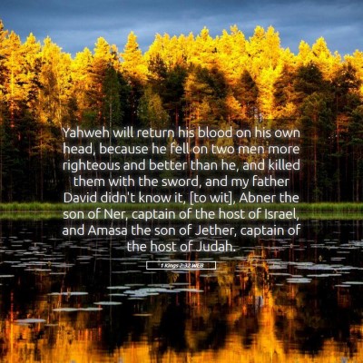 Picture 05 - 1 Kings 2:32 WEB - Yahweh will return his blood on his own head, - Bible Verse Picture