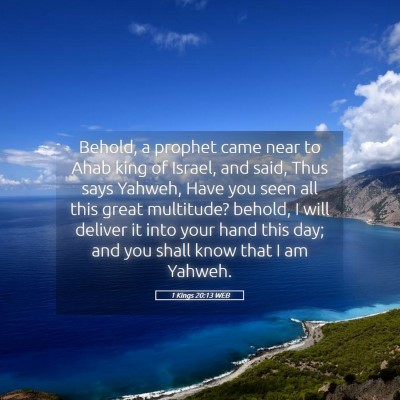 Picture 05 - 1 Kings 20:13 WEB - Behold, a prophet came near to Ahab king of - Bible Verse Picture