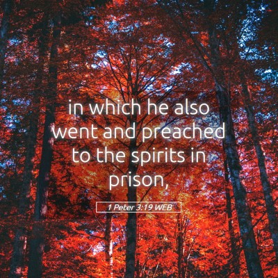 Picture 05 - 1 Peter 3:19 WEB - in which he also went and preached to the spirits - Bible Verse Picture