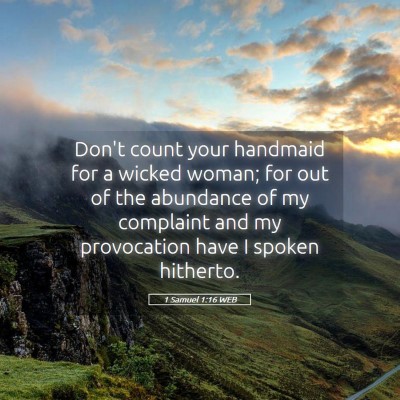 Picture 05 - 1 Samuel 1:16 WEB - Don't count your handmaid for a wicked woman; for - Bible Verse Picture