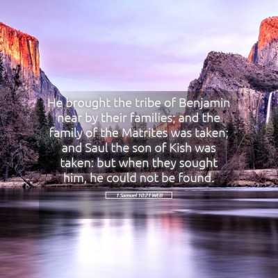 Picture 05 - 1 Samuel 10:21 WEB - He brought the tribe of Benjamin near by their - Bible Verse Picture