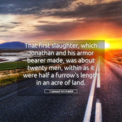 Picture 05 - 1 Samuel 14:14 WEB - That first slaughter, which Jonathan and his - Bible Verse Picture
