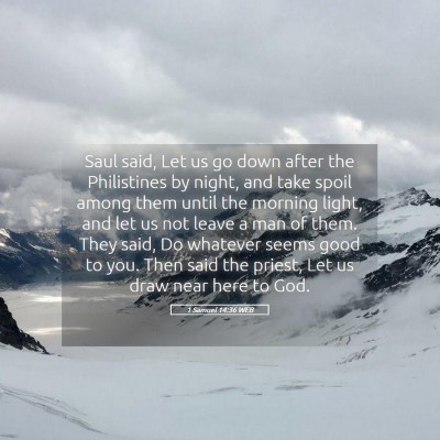Picture 05 - 1 Samuel 14:36 WEB - Saul said, Let us go down after the Philistines - Bible Verse Picture