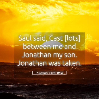 Picture 05 - 1 Samuel 14:42 WEB - Saul said, Cast [lots] between me and Jonathan my - Bible Verse Picture