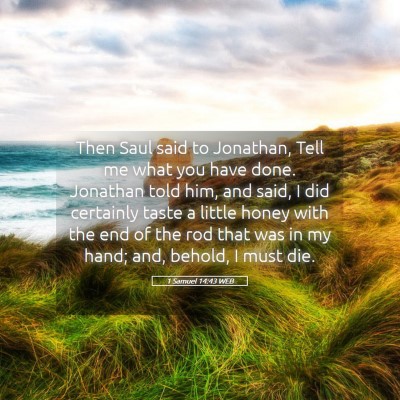 Picture 05 - 1 Samuel 14:43 WEB - Then Saul said to Jonathan, Tell me what you have - Bible Verse Picture