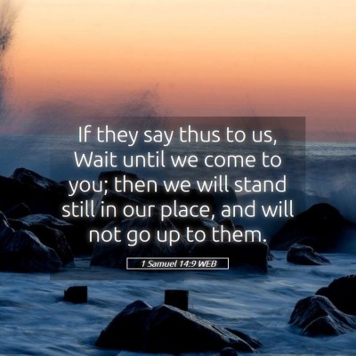 Picture 05 - 1 Samuel 14:9 WEB - If they say thus to us, Wait until we come to - Bible Verse Picture