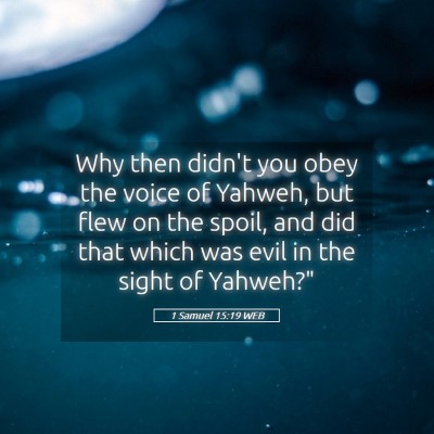 Picture 05 - 1 Samuel 15:19 WEB - Why then didn't you obey the voice of Yahweh, but - Bible Verse Picture