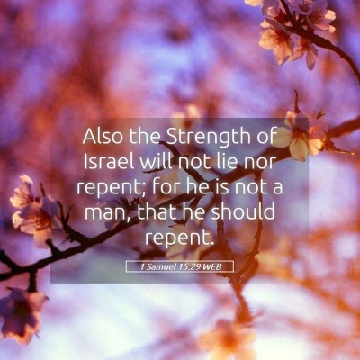 Picture 05 - 1 Samuel 15:29 WEB - Also the Strength of Israel will not lie nor - Bible Verse Picture