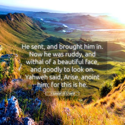 Picture 05 - 1 Samuel 16:12 WEB - He sent, and brought him in. Now he was ruddy, - Bible Verse Picture