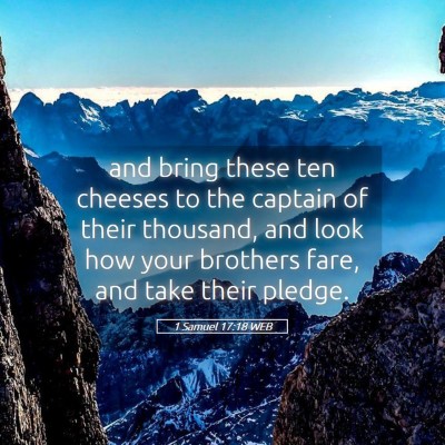 Picture 05 - 1 Samuel 17:18 WEB - and bring these ten cheeses to the captain of - Bible Verse Picture