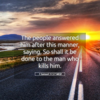 Picture 05 - 1 Samuel 17:27 WEB - The people answered him after this manner, - Bible Verse Picture