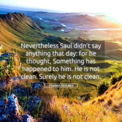Picture 05 - 1 Samuel 20:26 WEB - Nevertheless Saul didn't say anything that day: - Bible Verse Picture