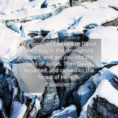 Picture 05 - 1 Samuel 22:5 WEB - The prophet Gad said to David, Don't stay in the - Bible Verse Picture
