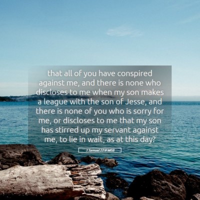 Picture 05 - 1 Samuel 22:8 WEB - that all of you have conspired against me, and - Bible Verse Picture