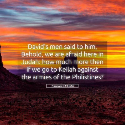 Picture 05 - 1 Samuel 23:3 WEB - David's men said to him, Behold, we are afraid - Bible Verse Picture