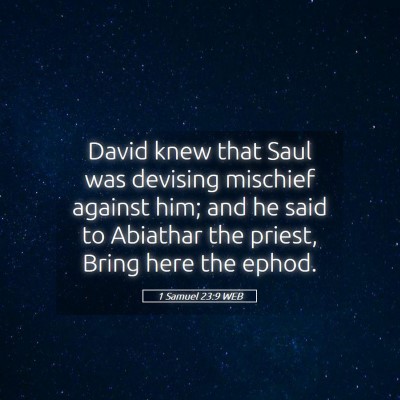 Picture 05 - 1 Samuel 23:9 WEB - David knew that Saul was devising mischief - Bible Verse Picture