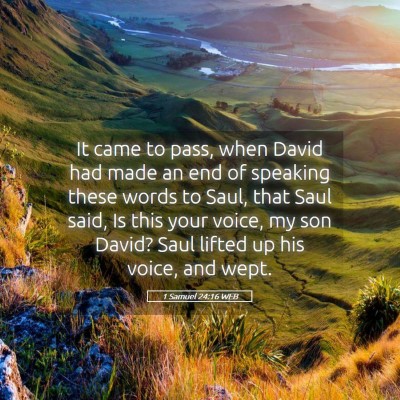 Picture 05 - 1 Samuel 24:16 WEB - It came to pass, when David had made an end of - Bible Verse Picture