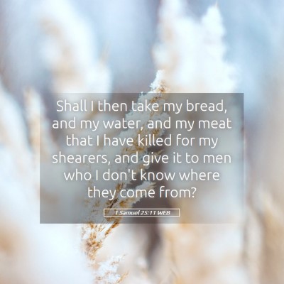 Picture 05 - 1 Samuel 25:11 WEB - Shall I then take my bread, and my water, and my - Bible Verse Picture