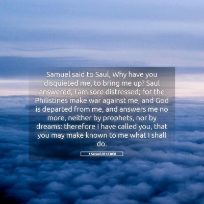 Picture 05 - 1 Samuel 28:15 WEB - Samuel said to Saul, Why have you disquieted me, - Bible Verse Picture