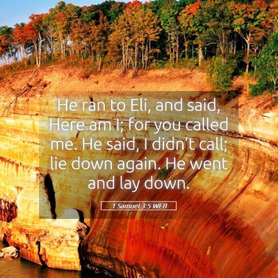 Picture 05 - 1 Samuel 3:5 WEB - He ran to Eli, and said, Here am I; for you - Bible Verse Picture