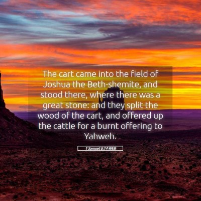 Picture 05 - 1 Samuel 6:14 WEB - The cart came into the field of Joshua the - Bible Verse Picture