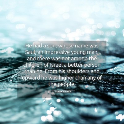 Picture 05 - 1 Samuel 9:2 WEB - He had a son, whose name was Saul, an impressive - Bible Verse Picture