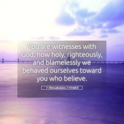 Picture 05 - 1 Thessalonians 2:10 WEB - You are witnesses with God, how holy, - Bible Verse Picture