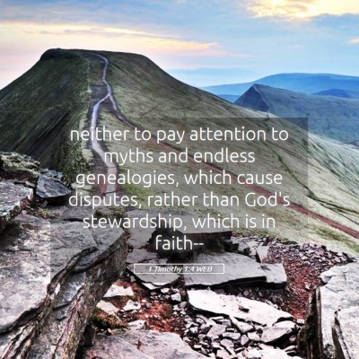 Picture 05 - 1 Timothy 1:4 WEB - neither to pay attention to myths and endless - Bible Verse Picture