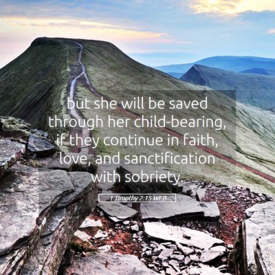 Picture 05 - 1 Timothy 2:15 WEB - but she will be saved through her child-bearing, - Bible Verse Picture