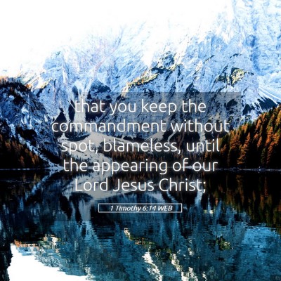Picture 05 - 1 Timothy 6:14 WEB - that you keep the commandment without spot, - Bible Verse Picture