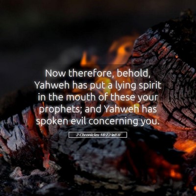 Picture 05 - 2 Chronicles 18:22 WEB - Now therefore, behold, Yahweh has put a lying - Bible Verse Picture