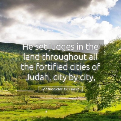 Picture 05 - 2 Chronicles 19:5 WEB - He set judges in the land throughout all the - Bible Verse Picture