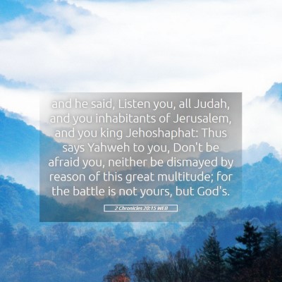 Picture 05 - 2 Chronicles 20:15 WEB - and he said, Listen you, all Judah, and you - Bible Verse Picture