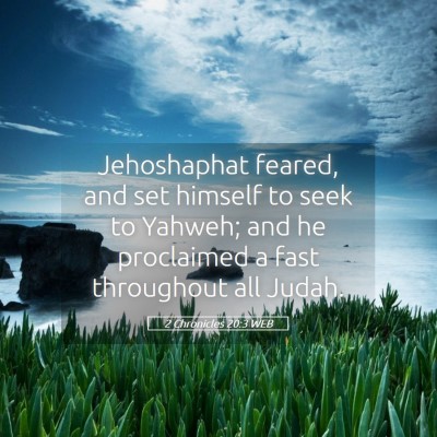 Picture 05 - 2 Chronicles 20:3 WEB - Jehoshaphat feared, and set himself to seek to - Bible Verse Picture
