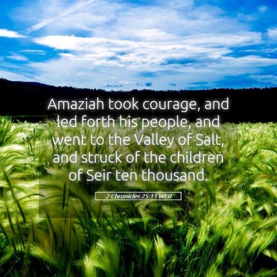 Picture 05 - 2 Chronicles 25:11 WEB - Amaziah took courage, and led forth his people, - Bible Verse Picture