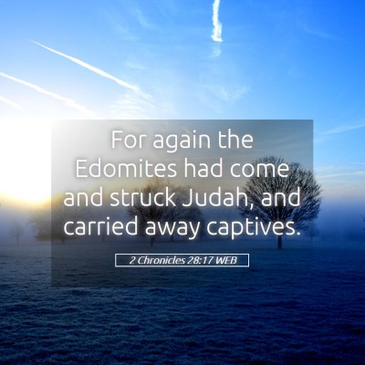 Picture 05 - 2 Chronicles 28:17 WEB - For again the Edomites had come and struck Judah, - Bible Verse Picture