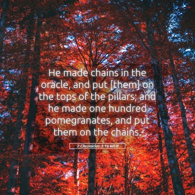 Picture 05 - 2 Chronicles 3:16 WEB - He made chains in the oracle, and put [them] on - Bible Verse Picture