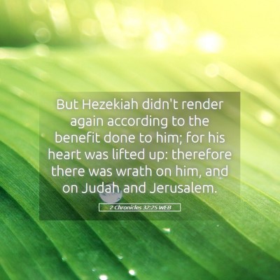 Picture 05 - 2 Chronicles 32:25 WEB - But Hezekiah didn't render again according to the - Bible Verse Picture