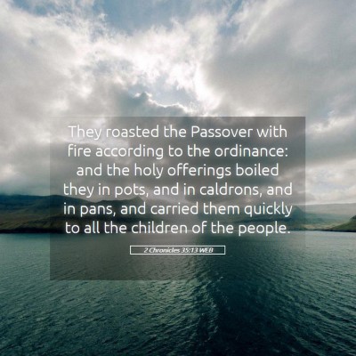 Picture 05 - 2 Chronicles 35:13 WEB - They roasted the Passover with fire according to - Bible Verse Picture