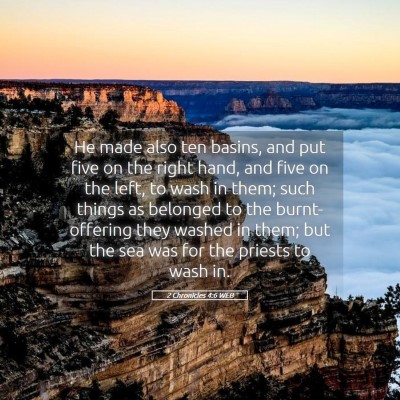 Picture 05 - 2 Chronicles 4:6 WEB - He made also ten basins, and put five on the - Bible Verse Picture