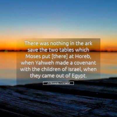 Picture 05 - 2 Chronicles 5:10 WEB - There was nothing in the ark save the two tables - Bible Verse Picture