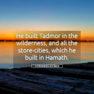 Picture 05 - 2 Chronicles 8:4 WEB - He built Tadmor in the wilderness, and all the - Bible Verse Picture