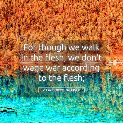 Picture 05 - 2 Corinthians 10:3 WEB - For though we walk in the flesh, we don't wage - Bible Verse Picture