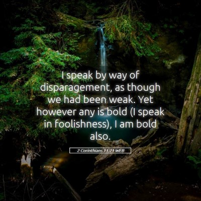 Picture 05 - 2 Corinthians 11:21 WEB - I speak by way of disparagement, as though we had - Bible Verse Picture