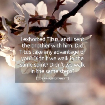 Picture 05 - 2 Corinthians 12:18 WEB - I exhorted Titus, and I sent the brother with - Bible Verse Picture