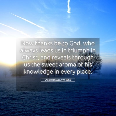 Picture 05 - 2 Corinthians 2:14 WEB - Now thanks be to God, who always leads us in - Bible Verse Picture