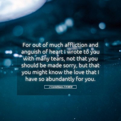 Picture 05 - 2 Corinthians 2:4 WEB - For out of much affliction and anguish of heart I - Bible Verse Picture